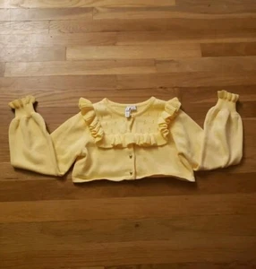 Janie And Jack Cropped Cardigan Ribbon Ruffle Collar Long Sleeve Girls Size 8 - Picture 1 of 6