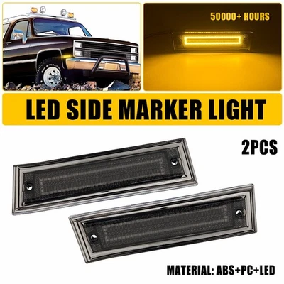 Fit For 81-91 Chevy R10 R20 R30 GMC R1500 R2500 Smoked LED Side Marker Light - Image 1 of 4
