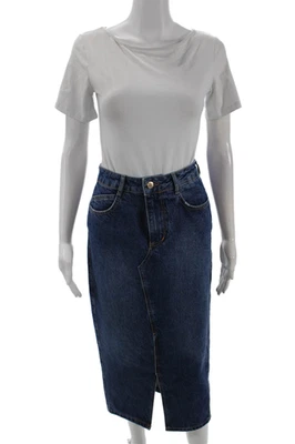 Falda lápiz de mezclilla de cintura alta de algodón azul talla XS de Zara para mujer Foto 1 de 4