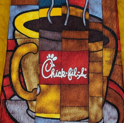 CHICK FIL A ~ CORBATA COLECCIONABLE ~ ARTE TAZA CAFÉ ~ 57" Foto 1 de 4
