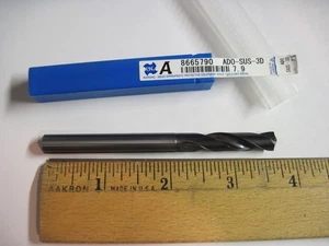 Taladro de carburo sólido de 7,9 mm, refrigerante pasante, 3xD, para acero inoxidable, ADO-SUS OSG 8665790 - Imagen 1 de 4