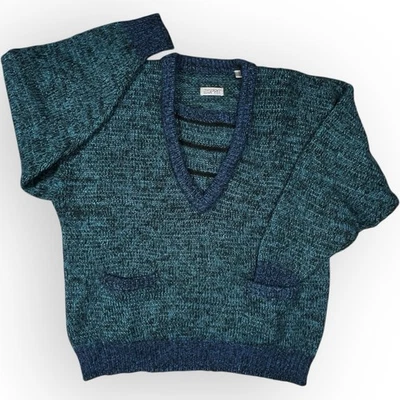 Vtg 90s Esprit Sport Mohair Women's Oversized Sweater Pockets Large Blue Green - Image 1 of 4