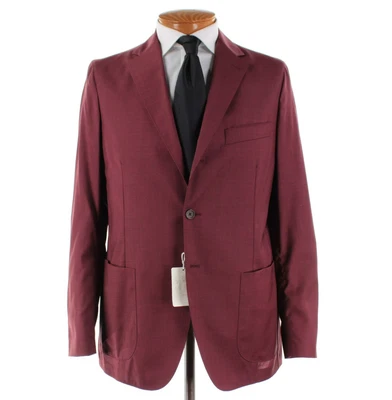Abrigo deportivo de lana Belvest nuevo con etiquetas Super 120's talla 52R (42R EE. UU.) en borgoña lisa Foto 1 de 4
