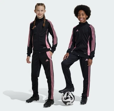 阿迪达斯儿童 Tiro 24 训练裤儿童黑色/粉色 L 码 — 第 1/4 张图片