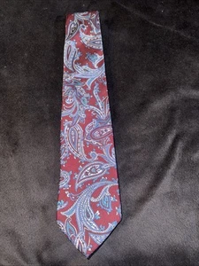 Men’s Paisley Blue And Red Silk Neck Tie By Stafford - Picture 1 of 7