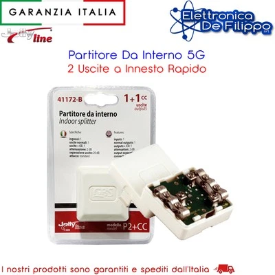Partitore Da Interno 5G 2 Uscite a Innesto Rapido - Immagine 1 di 2