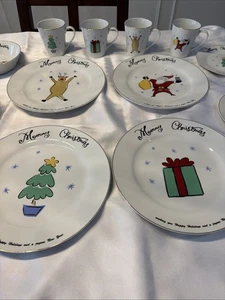 Vintage Merry Brite Weihnachten Porzellan Geschirr Set Service für vier - Bild 1 von 23