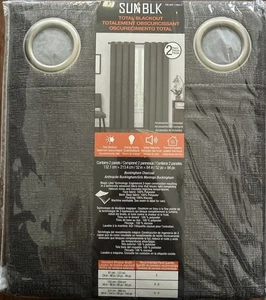 SUN+BLK Buckingham Chenille Total Blackout Curtain Panel Pair 52”x84” Gray - Picture 1 of 5