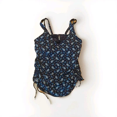 Lands' End Tankini Top Womens 14P Blue Paisley Rouched Underwire Swim Beach - Image 1 of 4