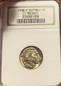 1938-D NGC MS66 Buffalo Nickel - Picture 1 of 6