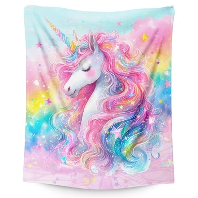 Manta Unicornio para Niños 6-8 Adolescentes, Rosa Unicornio Tiro Regalo para Niñas Mujeres V... Foto 1 de 4