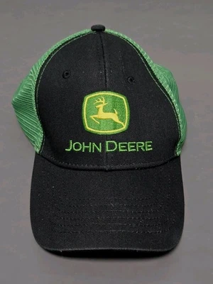 约翰迪尔帽子棒球帽绿色黑色网眼卡车司机刺绣布贴男式 — 第 1/4 张图片