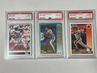 Jeff Kent 1992 RC Lote HOF las 3 tarjetas de novato!  SET PSA 10 Giants Mets Foto 1 de 4