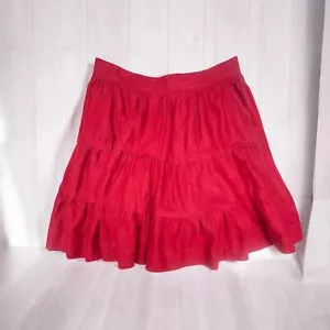 Soft Surroundings Talisa Red Linen Blend Tiered A-Line Skirt Womens Size Medium - Picture 1 of 9