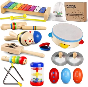 Toddler Musical Instruments Set Wooden Percussion Instruments Xylophone Toy for  - Picture 1 of 12