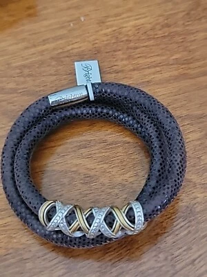 Brighton Woodstock Triple Sparkle Bracelet Chocolate w/Crossing bead NWT 23" - Image 1 of 4