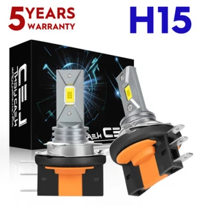 2X H15 LED Bulbs High Beam DRL Headlights Conversion Kit 55W 6000K Super Bright - Imagen 1 de 16