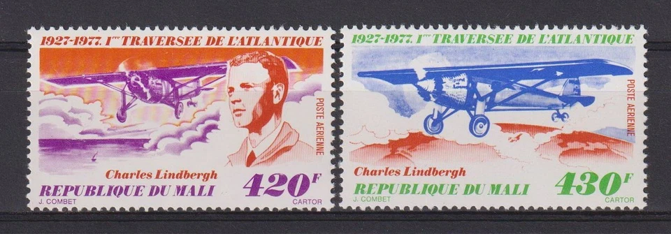 12. Malí 1977 correo aéreo - 50 aniversario del vuelo transatlántico de Lindbergh Foto 1 de 1