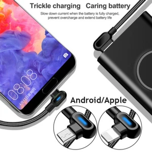 Fast USB Cable Heavy Duty Charging Syn Charger 90 Degree For iPhone iPad Andro ⁿ - Picture 1 of 15