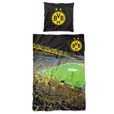 BVB Bettwäsche Stadion Südtribüne BVB Logo 135x200 Borussia Dortmund Fanartikel - Bild 1 von 2