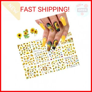 Sunflower Nail Stickers Floral Flower Nail Art Water Decals Transfer Foils - Picture 1 of 2