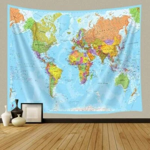 World Map Wall Art Extra Large Tapestry Wall Hanging Poster Fabric Background - Picture 1 of 6