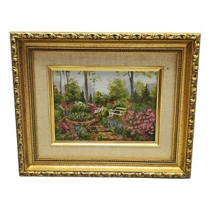 Libby Floral Painting Hand Painted Serio Lithograph Impressionism Painting - Picture 1 of 16