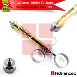 Dentist Anesthetic Syringe Self Aspirating 1.8ml Gold Barrel Lab AMR+EUR Threads - Picture 1 of 3