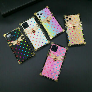Bling Glitter Love Bee Square Phone Case For Samsung S20 FE S21 Note 20 Ultra
