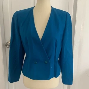 VTG Pendleton Jacket Coat Blazer Turquoise Blue Petite 12 100% Pure Virgin Wool - Picture 1 of 7