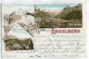 Litho AK Engelberg,Schweiz,Hotel Truebsee mit Ritzistock 1897 - Picture 1 of 2