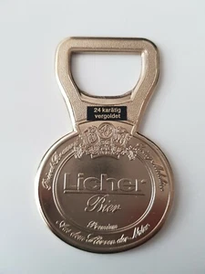 Licher Bier Werbung Flaschenöffner 24 Karat vergoldet - Bild 1 von 2