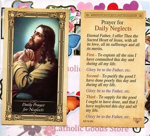 Prayer for Daily Neglects - Glossy Paperstock Holy Card SC - Picture 1 of 3