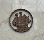 1944 Great Britain 1/2 Half Penny - Carved Jewelry Piece