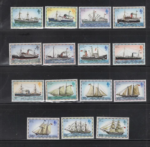 Falkland Islands #260-74  (1978 Ships definitive set) VFMNN CV $18.55 Cover