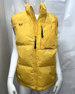 Cinch Men’s Down puffer vest Small Yellow S Cowboy Great Condition Full Zip - Picture 1 of 6
