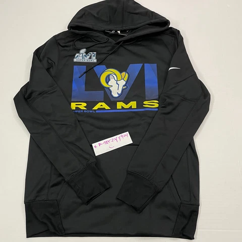 $80 Mens Size L Nike Los Angeles Rams LA LVI Super Bowl 56 Hoodie Sweatshirt Cover