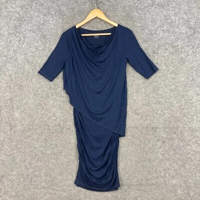 Three Dots Womens Dress Size S Small Blue Short Sleeve Bodycon Ruched 22406 - Image 1 of 4