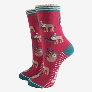 Womens Xmas Sloth Bamboo Ankle Socks Size 3-7 Ideal Gift Christmas Ladies NEW - Picture 1 of 5