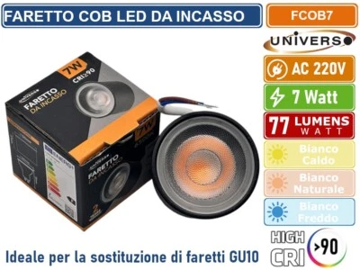 FARETTO COB LED SPOTLIGHT 7W PER LA SOSTITUZIONE DI LAMPADINE GU10 DIAMETRO 50MM - Immagine 1 di 4