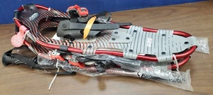 YUKON CHARLIE'S 825 Adult Snowshoe Kit w/ Poles - RED MED Up to 200lbs - Picture 1 of 12