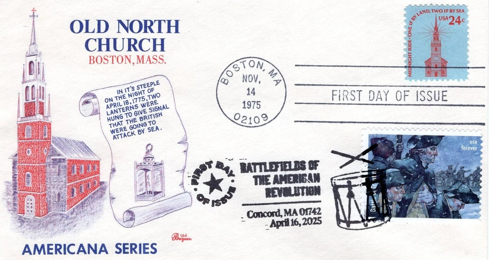 2025 AM. REV. BATTLEFIELDS BATTLE OF TRENTON GW FDC ON 1975 ONC FDC BAZAAR CACH. - Image 1 of 1
