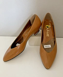 Womens Oh Nina Butterscotch Leather Slip On Pump Shoes 1 1/2" size 7 N Narrow - Picture 1 of 6