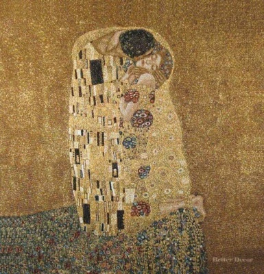 TAPIZ TEJIDO JACQUARD DE PARED El Beso GUSTAV KLIMT ARTE - EURO DECORACIÓN ROMÁNTICA Foto 1 de 2