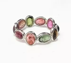 Anillo especial de piedra preciosa turmalina multicolor genuino plata esterlina 925 talla 7 - Imagen 1 de 6