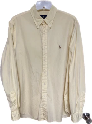 POLO Ralph Lauren мужской Оксфорд логотип платье рубашка желтый размер 16,5-42 классический Vint - Изображение 1 из 4