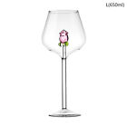 3D Pink Rose Build-In Red Wine Glass Goblet Cocktail Champagne Glass Gift U