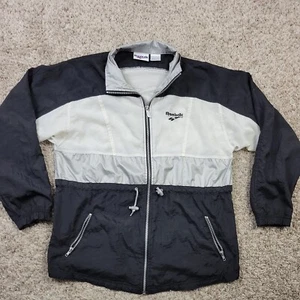 Vintage Reebok Jacket Womens Medium Gray Full Zip Windbreaker - Picture 1 of 8