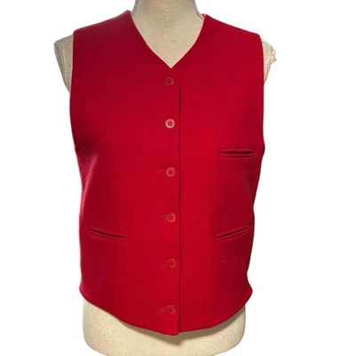 Chaleco Vintage Ann Taylor Rojo Mezcla Lana Talla S Vacaciones Navidad Foto 1 de 3