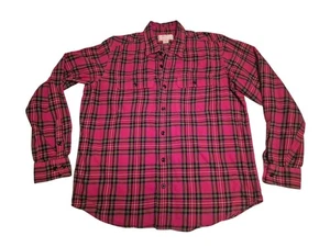 CC Filson Plaid Red Black Flannel Guide Shirt Men Size Large Collared - Picture 1 of 7
